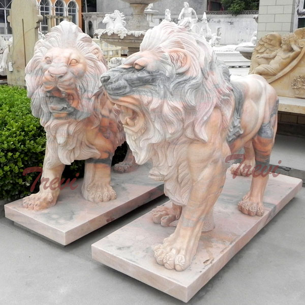 Buy a pair roaring lion sculpture in front of house