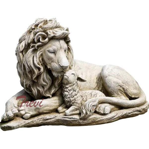 Chinese marble lion and lamb statues outdoor garden decor