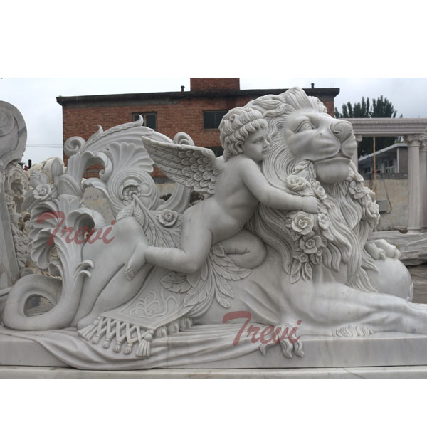 Garden angel and winged big lying decorative lion statues for sale