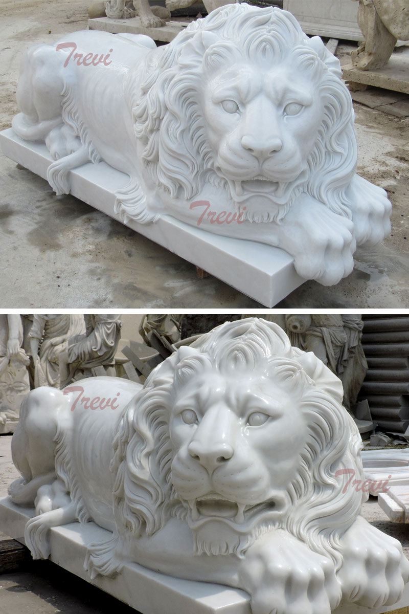 Lying life size stone lion garden statues for outdoor houses