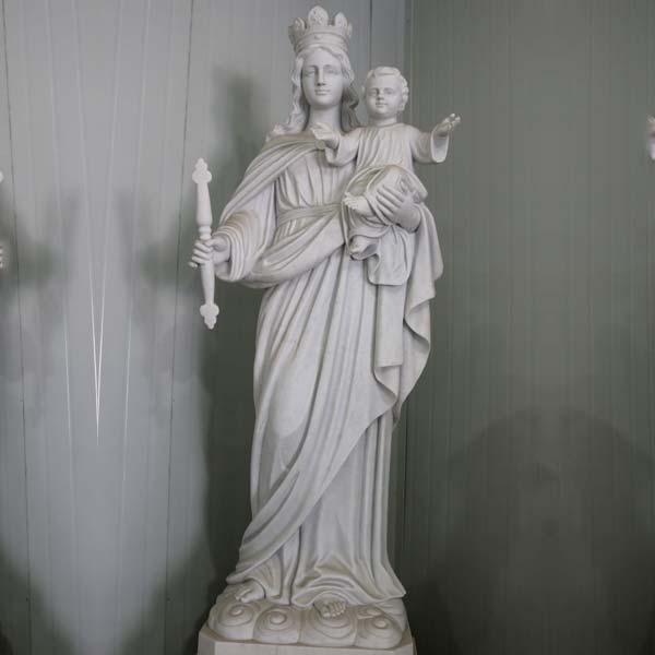 Religious garden decor white madonna mother and child statue for sale