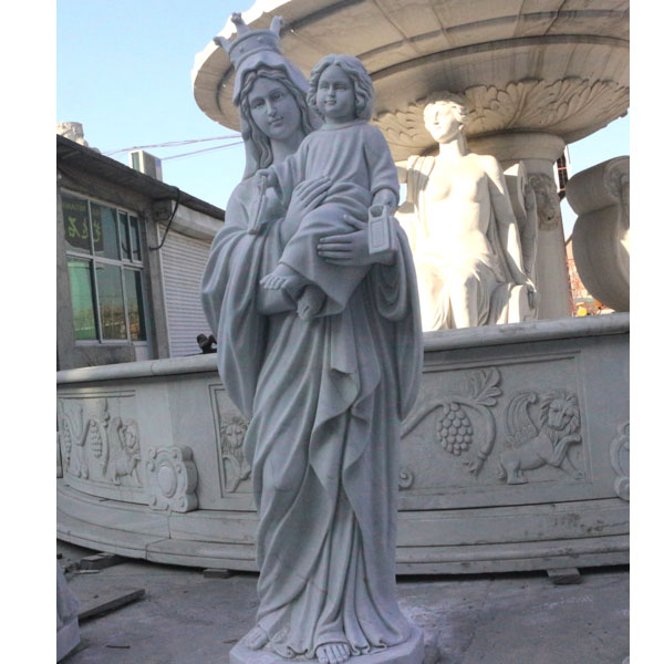 Religious outdoor decorations of vintage madonna and child statue for sale