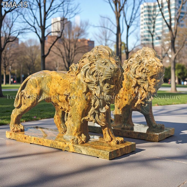 vintage italian marble life size lion statue