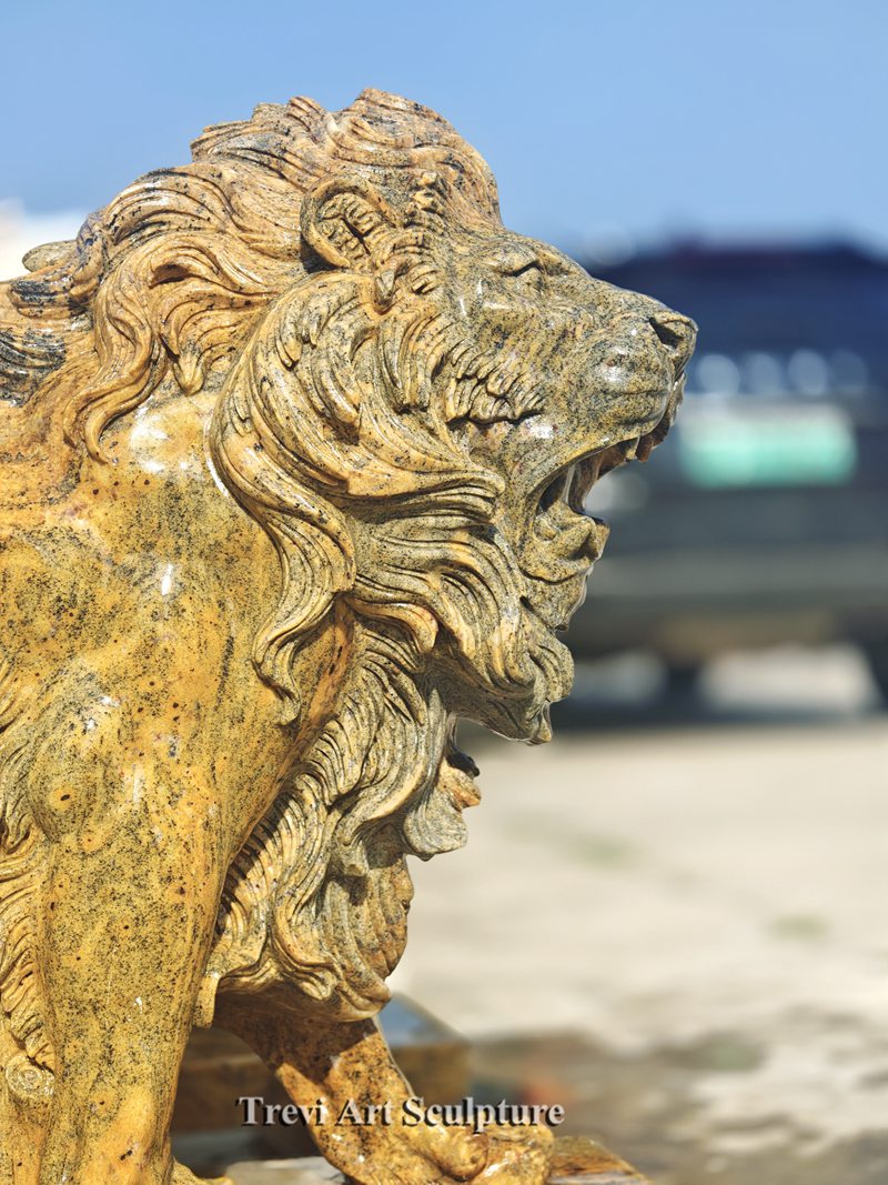 vintage italian marble life size lion statue detail