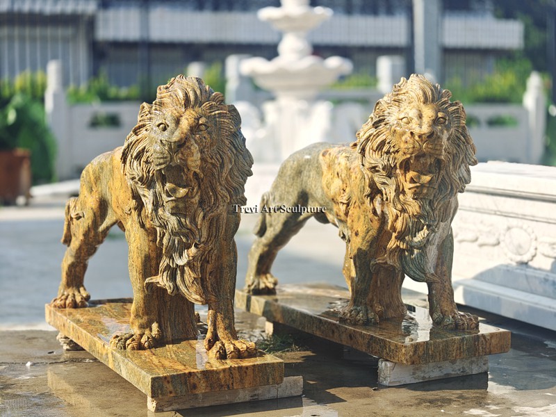 vintage italian marble life size lion statue for sale