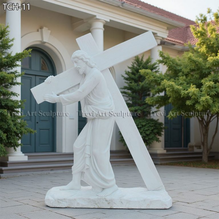 6 feet jesus carrying the cross marble statue