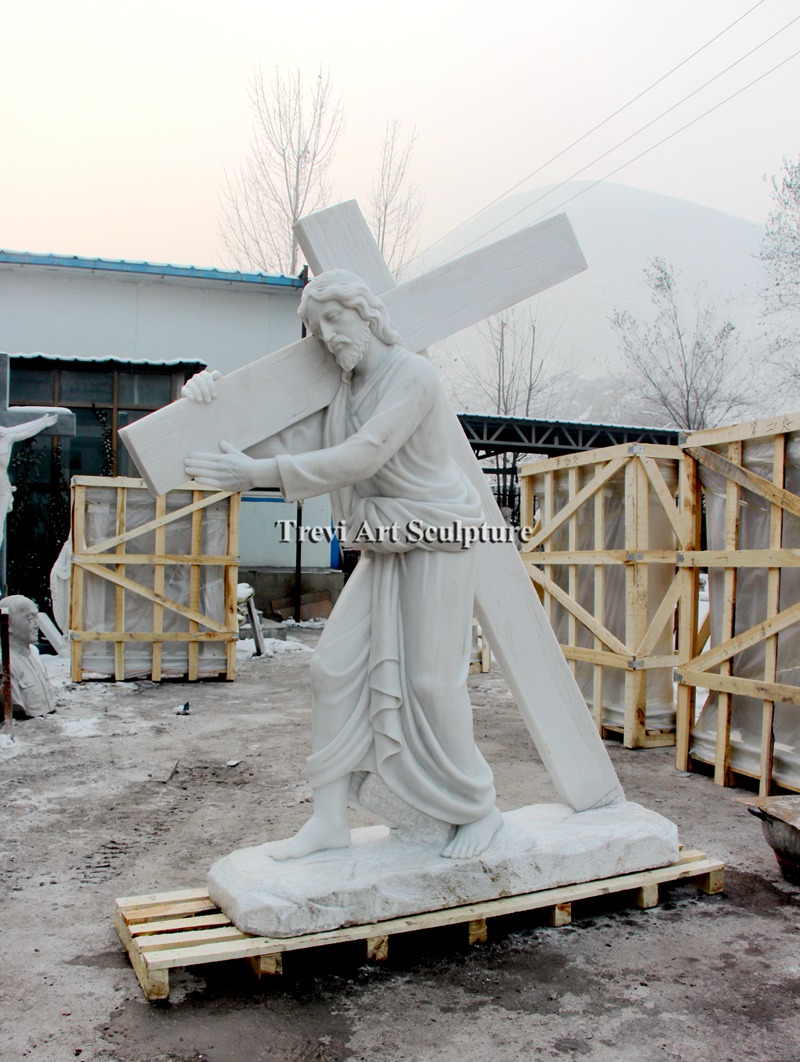 6 feet jesus carrying the cross marble statue for sale
