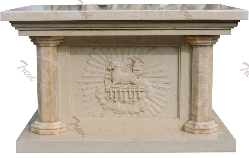 An beige marble altar table for church furniture decor