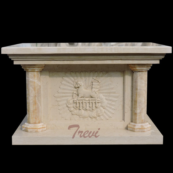 An beige marble altar table for church furniture using