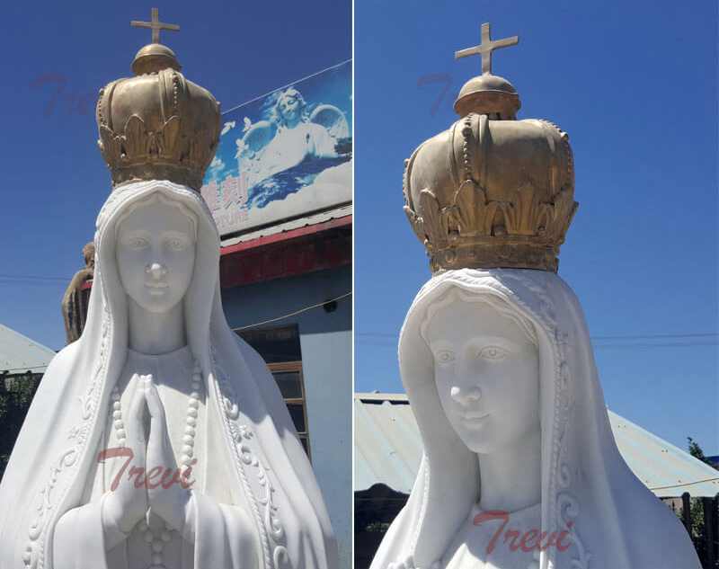 Catholic marble outdoor statues lady of Fatima from Portugal with crown for sale