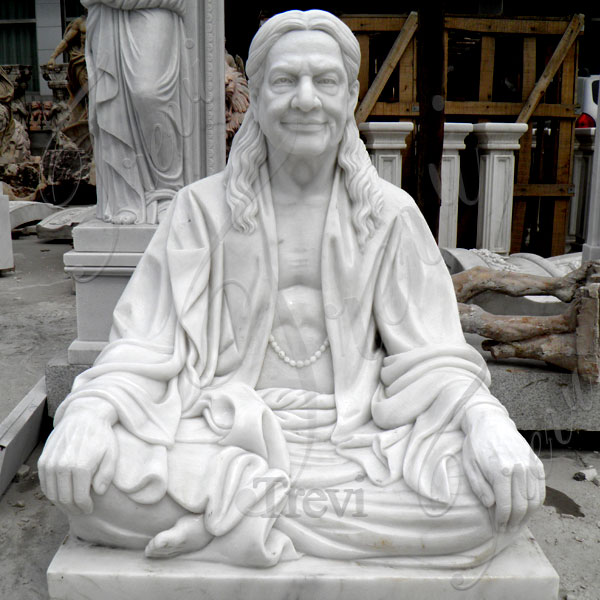 Custom made life size indian famous figure marble statue of Kripalu Maharaj from a photo designs