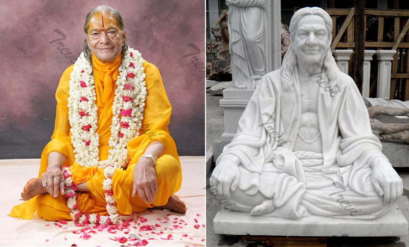 Custom made life size indian famous figure marble statue of Kripalu Maharaj from a photo designs