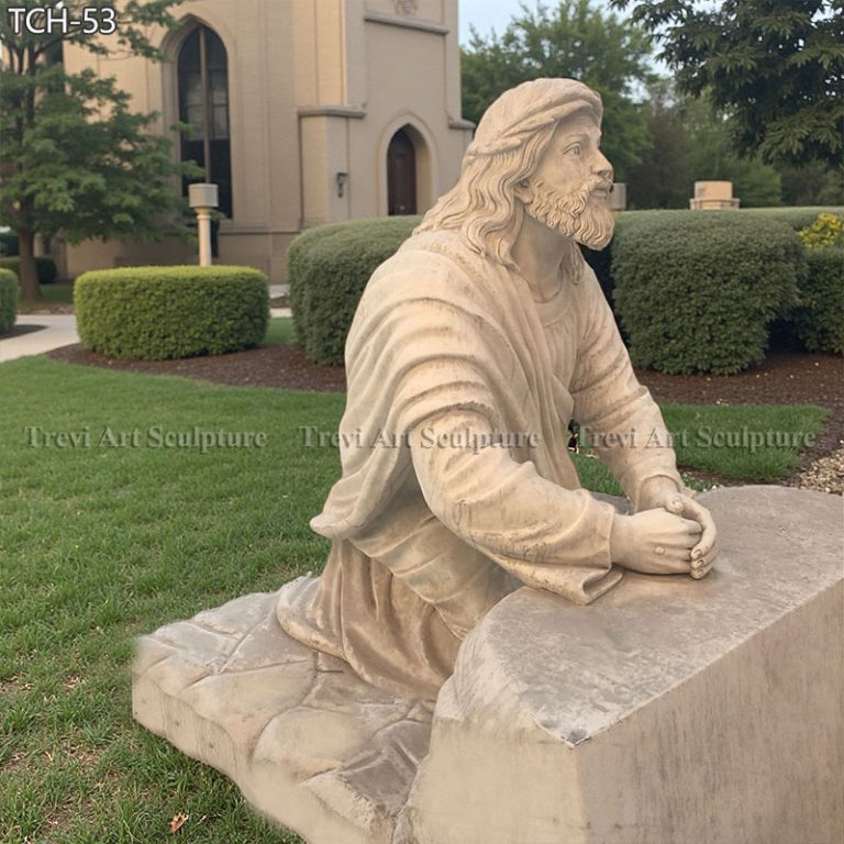 hand carved marble jesus in the garden of gethsemane statue