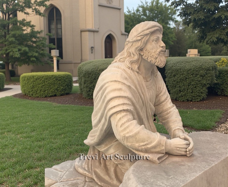 hand carved marble jesus in the garden of gethsemane