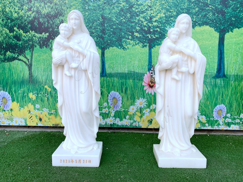 Madonna and child garden statue