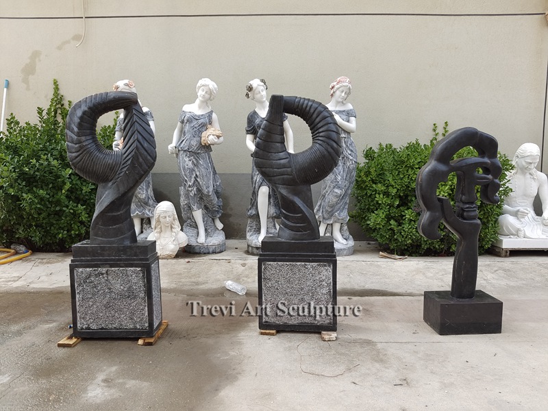 modern abstract black marble sculptures