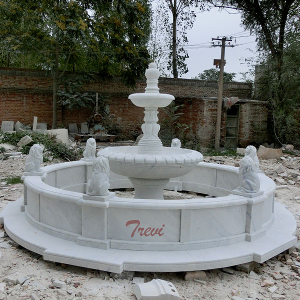Outdoor round white marble 2 tier water fountain chinese suppliers