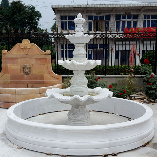 Outdoor white marble pineapple water fountain 3 tiers to buy