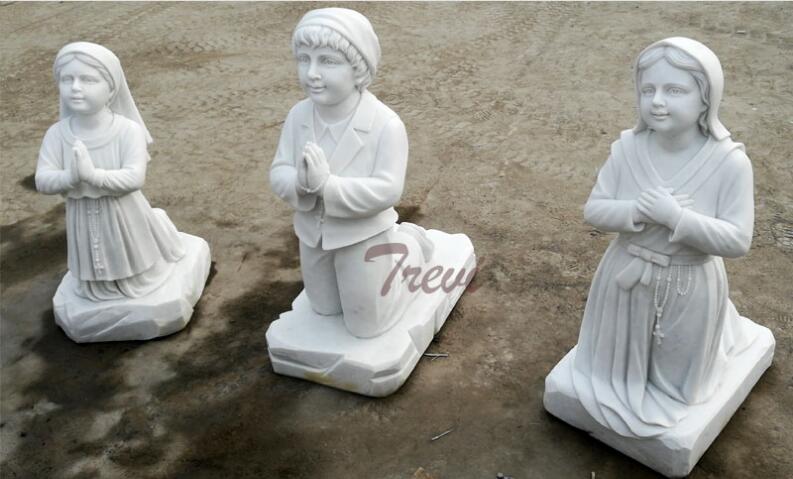Religious garden statues of Fatima and three shepherd for church