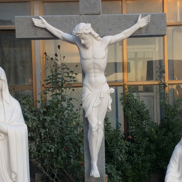 The crucifixion of jesus christ on the cross marble religious statues for church decoration