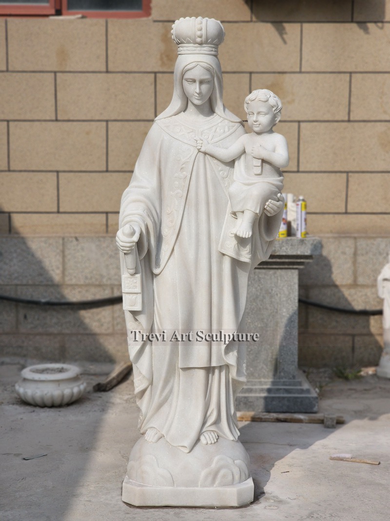 life size white marble mary and child statue