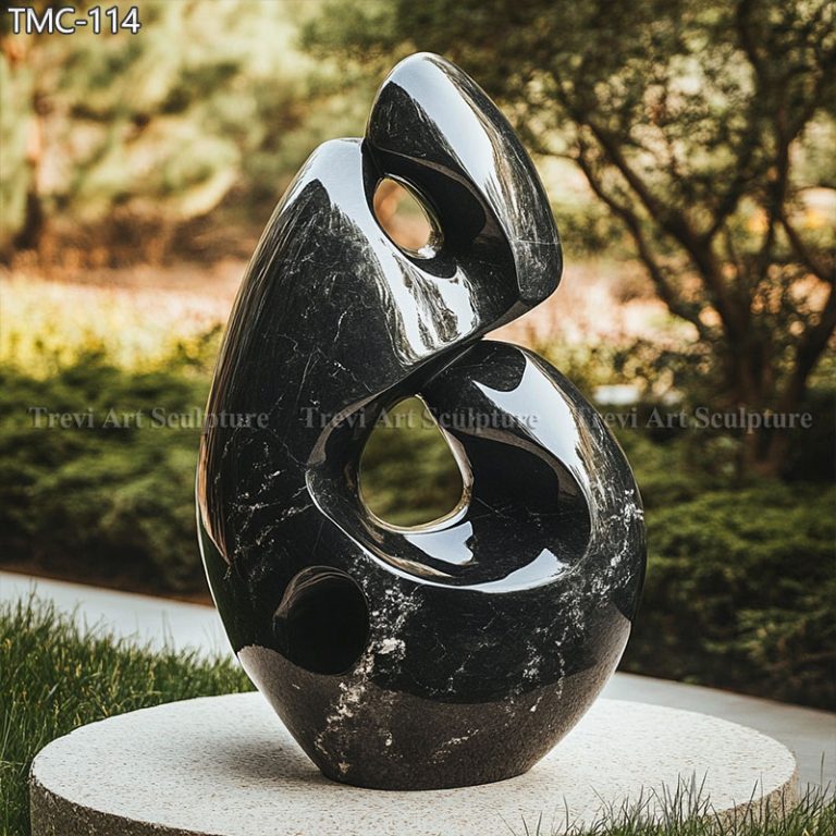 outdoor modern abstract black marble sculpture