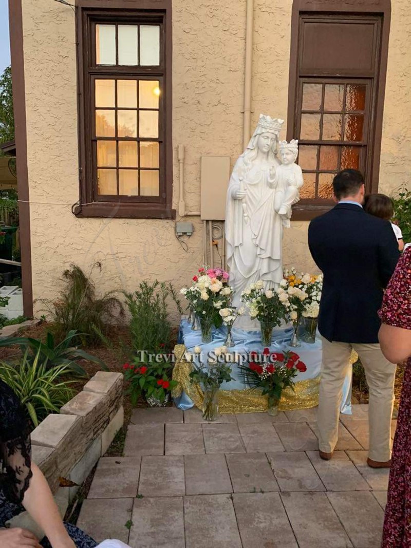 white marble mary and child statue feedback