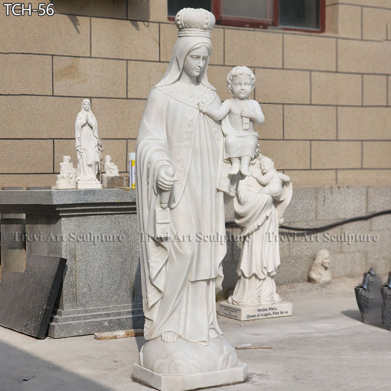 white marble mary and child statue