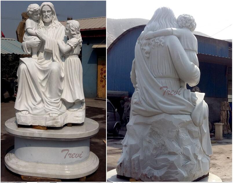 Factory supply outdoor religious garden statues of Jesus christ and children white marble statues online sale