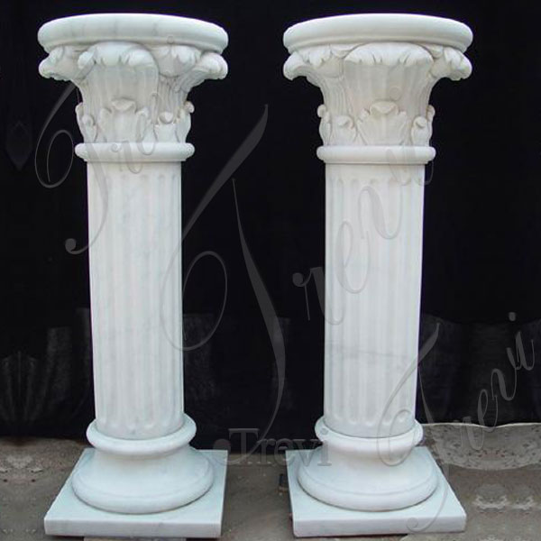 Rounnd white marble carved roman architecture pillars and capitals for sale TMC-13