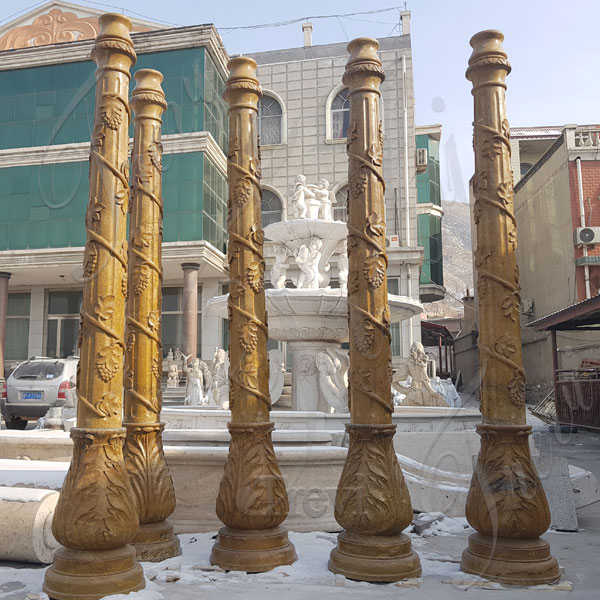 The decorative top of a beige marble column monuments for sale TMC-04