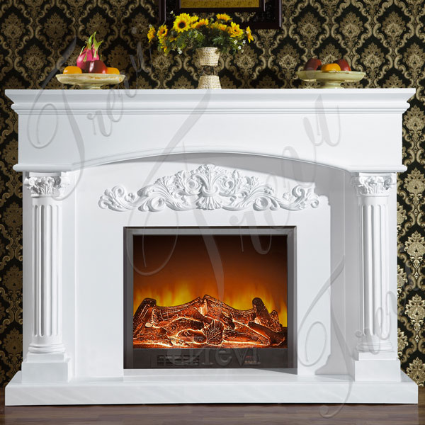 Where to buy traditional white marble fireplace mantels decoration ideas