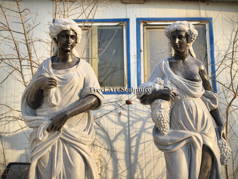 black marble four season goddess statues detail