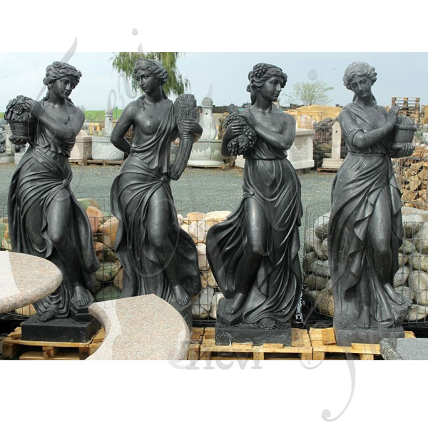 Black marble stone life size goddess greek nude fairy classical statues female for sale