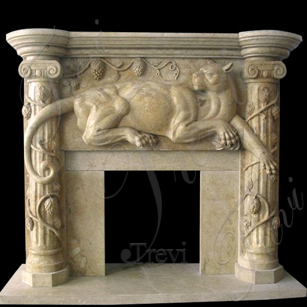 Buy antique stone fireplace mantels with leopard decor online