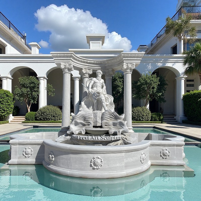 custom trevi fountain with poseidon statue for pool