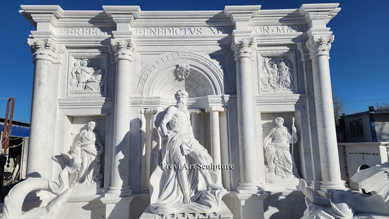 famous large trevi wall fountain statue