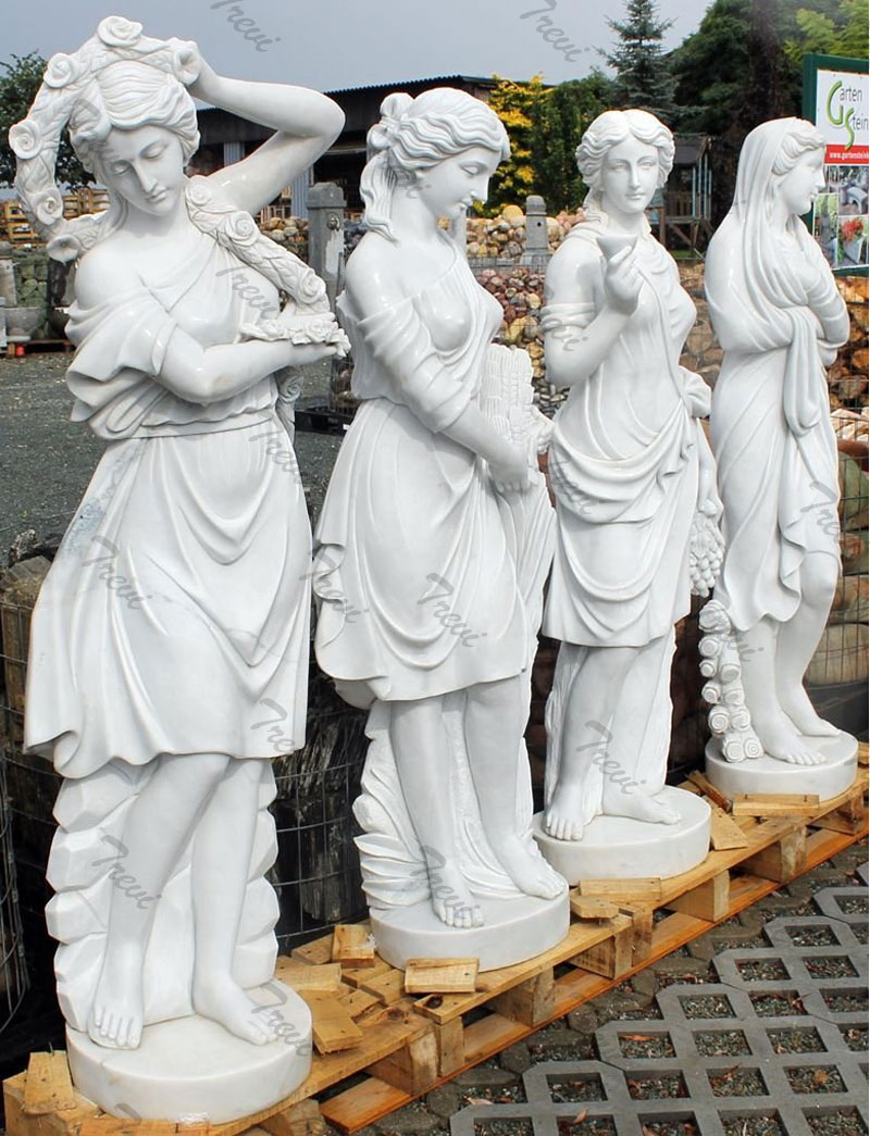 Famous white marble life size garden statues four season goddess set for sale