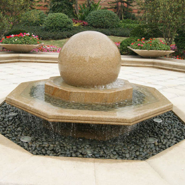 Granite rotating ball water feature 2 tiers outdoor decor