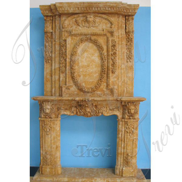 Home depot large antique marble carved fireplace with overmantle designs for sale