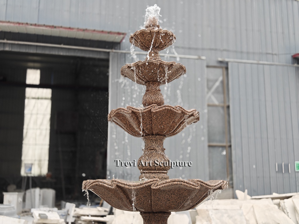 large red granite fountain details