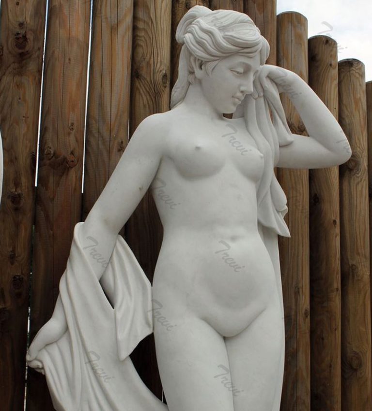 Life size nude woman outdoor garden statues white marble carving online sale