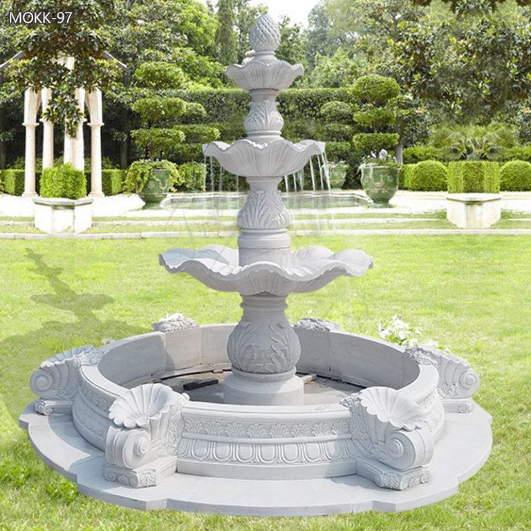 Elevate your outdoor space with our White Marble Water Fountain, showcasing the beauty and sophistication of white marble in a cascading tiered design. With graceful curves and enchanting water flow, these fountains embody tranquility and luxury.