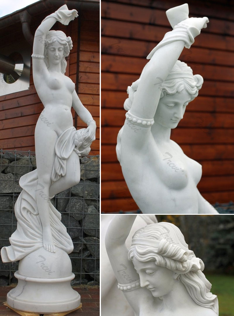Outdoor full size beautiful nude woman garden statues details