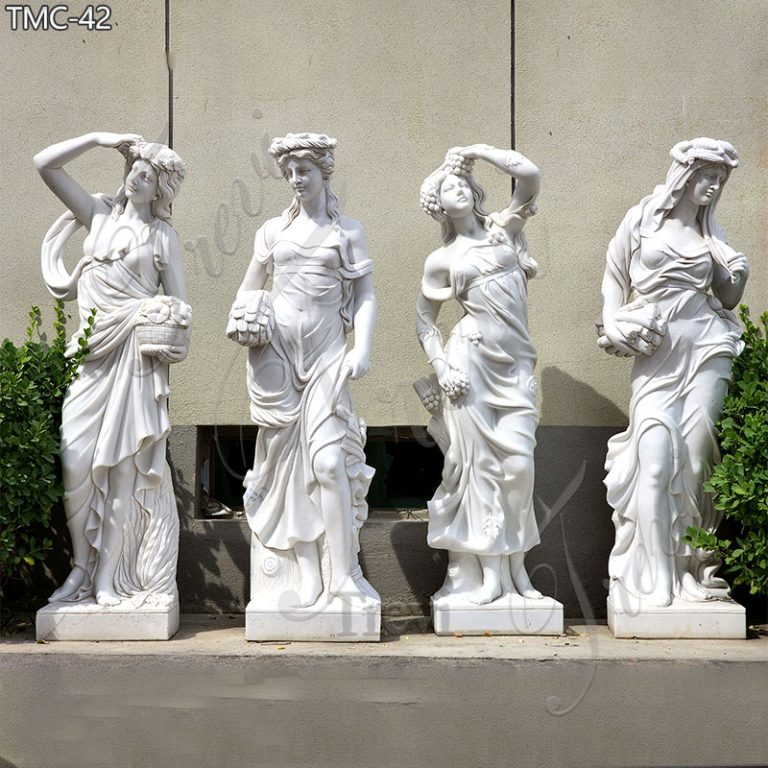 Outdoor White Marble Four Season Goddess Statue Life Size Garden Sculptures Designs for Sale TMC-42