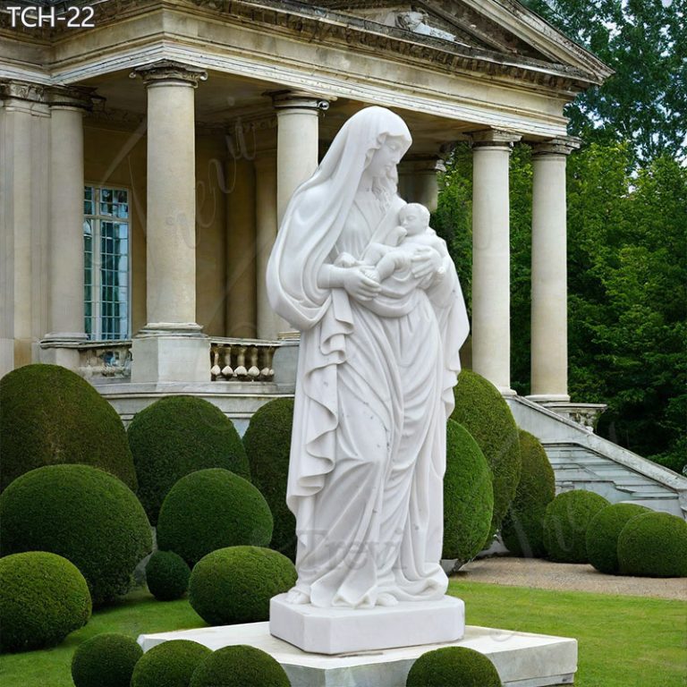 mother mary hold baby jesus life size marble statues 1