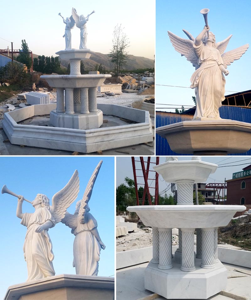 Outdoor Water Fountain Figure Life Size Marble Fountain 