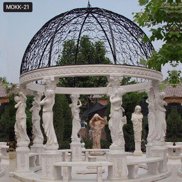 outdoor gazebo for sale, large gazebo for sale, gazebo manufacturer, gazebo supplier, wedding gazebo decor, marble gazebo, marble gazebos for outdoor, modern marble gazebo with iron dome for sale, popular marble gazebos designs