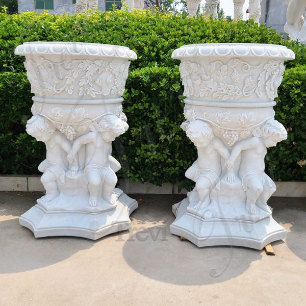 Large Marble Garden Flower Planters from Trevi Sculpture