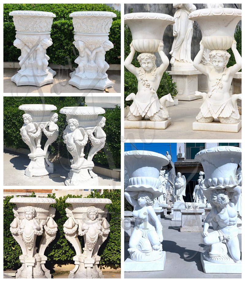 marble planter pot-Trevi Sculpture